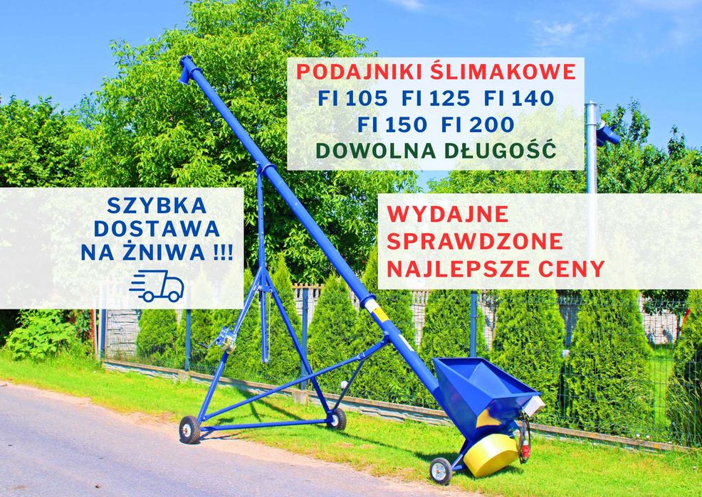 OKAZJA Żmijka do zboża FI 140 200 PRODUCENT POLSKI Przenośnik ślimakowy Podajnik do zboża czerpnia kosz wózek ocynk wysyp obrotowy