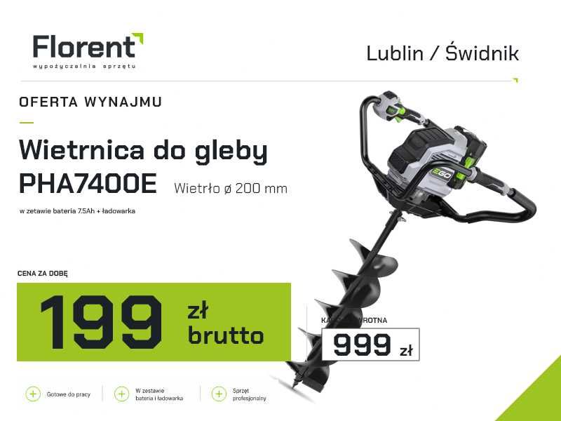 Wiertnica glebowa wynajem Lublin – świder do ziemi 200 mm