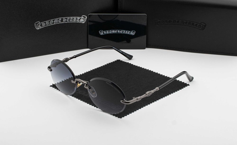 Сонцезахисні окуляри Chrome Hearts NEW 2026 | UV400 | безоправні | овальна лінза | футляр в комплекті | металева оправа