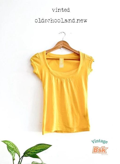 T-shirt Bershka Algodão Amarela S Vintage