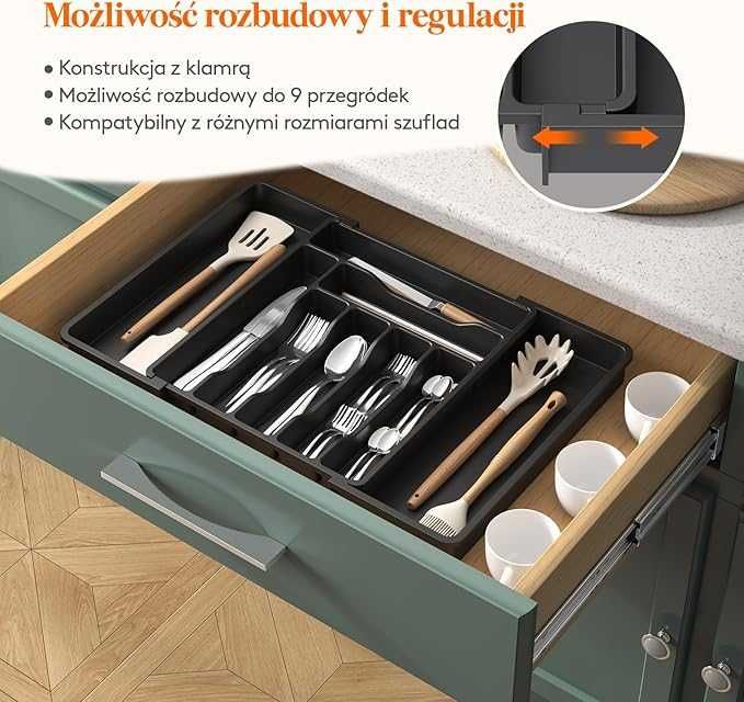Organizer do szuflady na sztućce Lifewit, czarny, regulowany