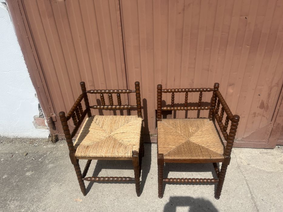 Krzesła tkackie narożne dębowe lite drewno