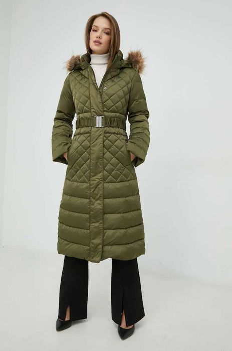 Длинный пуховик пальто Guess Lolie Down Jacket Оригинал М Оливковый Хаки