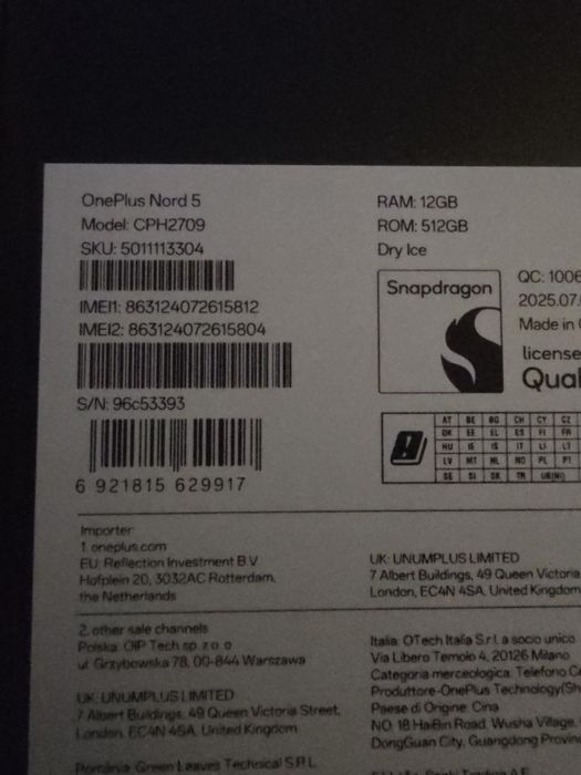 OnePlus Nord 5 12/512 GB Dry Ice