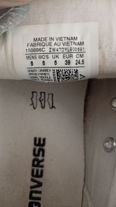 Srebrne trampki damskie Converse rozmiar 39