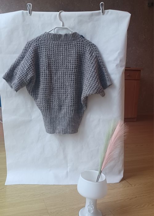 Sweter bluza bluzka bolerko S M L szary zdobienia