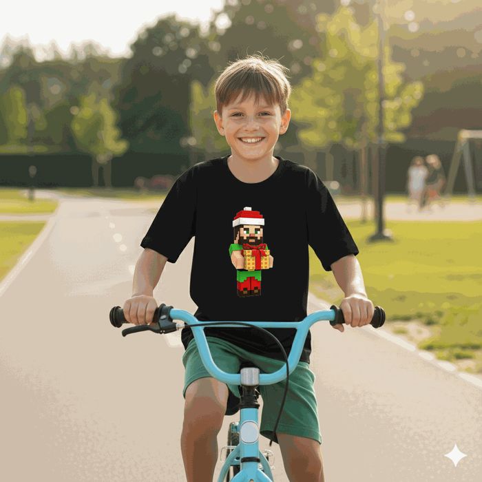 Koszulka dziecięca czarna steve z minecraft prezent święta 152