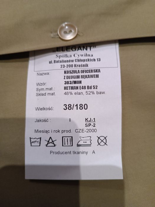 Koszula oficerska z długim rękawem wz 303/MON rozm.38/180