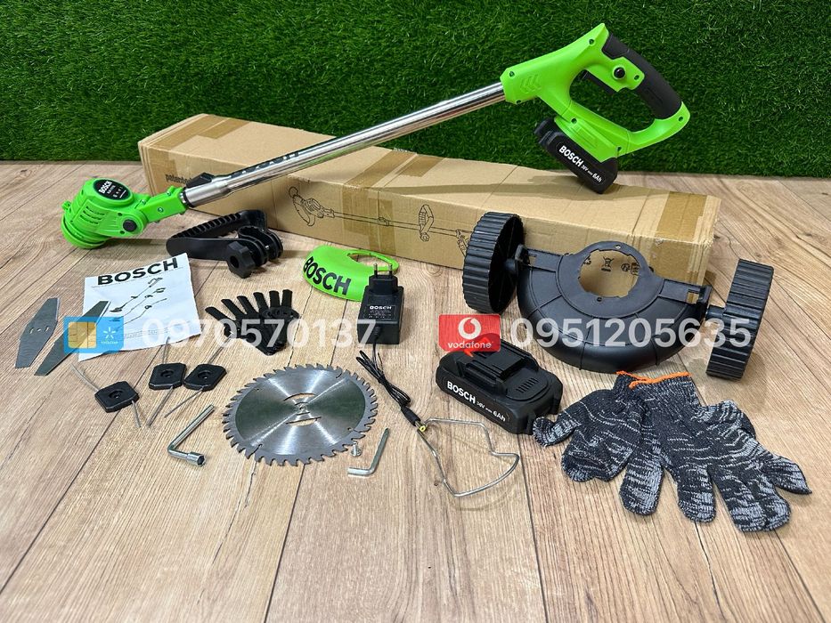 Акумуляторний триммер BOSCH BUR187BL 36V 6Ah + насадка колеса