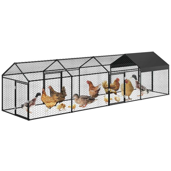 Duży wybieg klatka dla kur kaczek gęsi z dachem GRUBA STALOWA SIATKA !