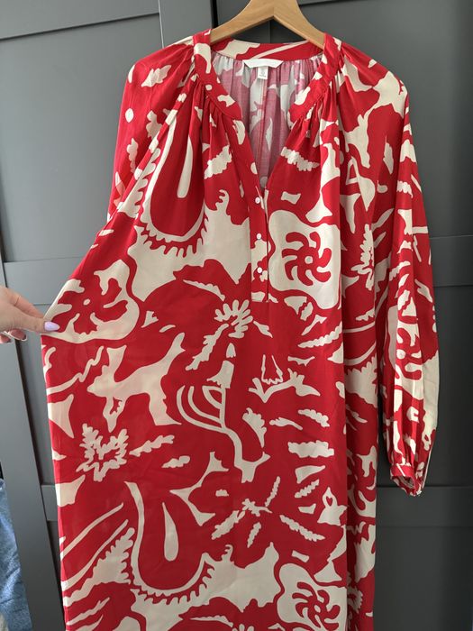 Sukienka dluga wiskoza print wzory bufki xl