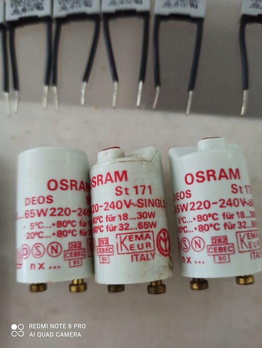 Porta-arrancadores + arrancadores + suportes lâmpadas