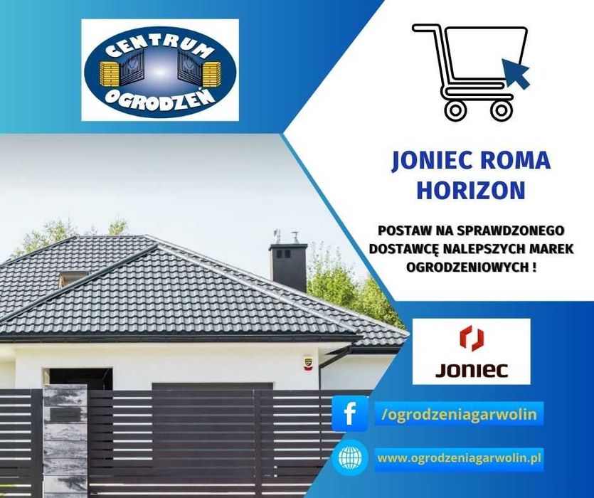 Joniec ROMA Horizon, bloczek, daszek, ogrodzenie modułowe, transport