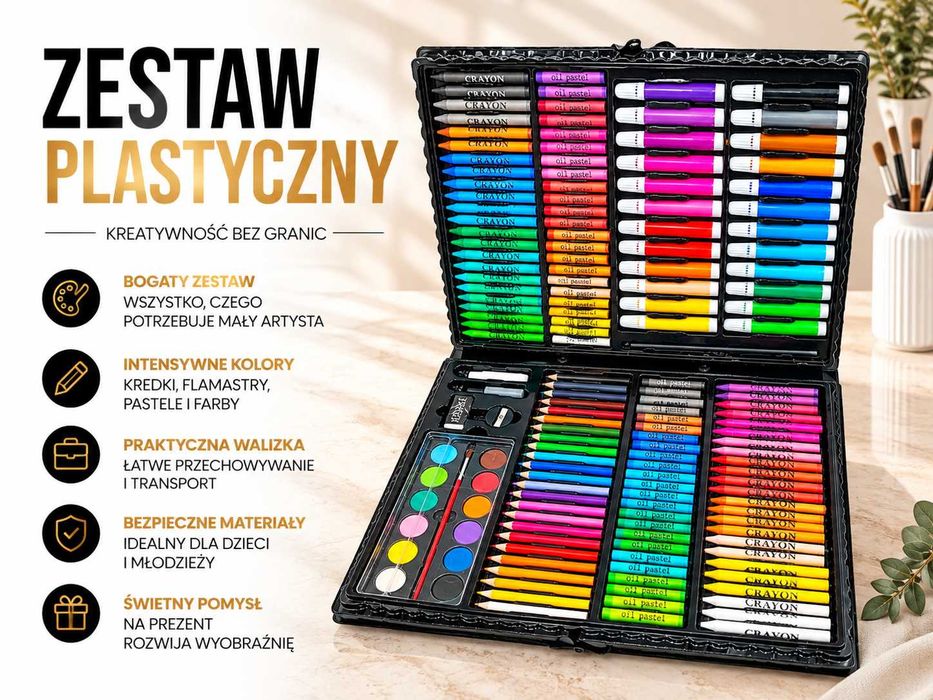 Zestaw Przyborów Szkolnych Do Rysowania i Malowania w Walizce