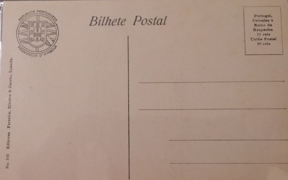 Postal Golungo Alto. Caminho de Ferro, Angola
