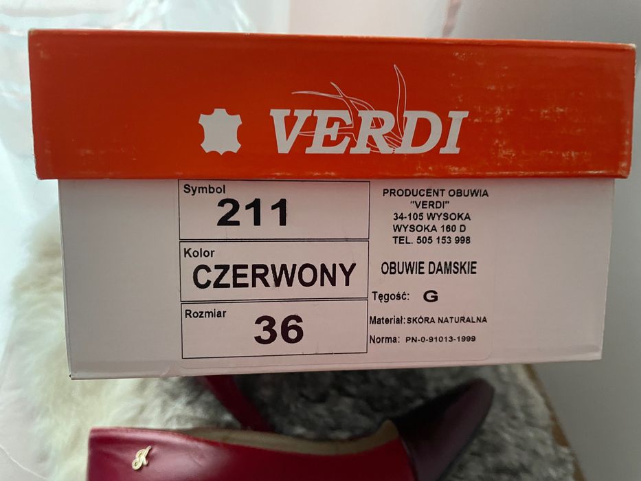 Buty szpilki 36 skóra czerwone Kordel verdi