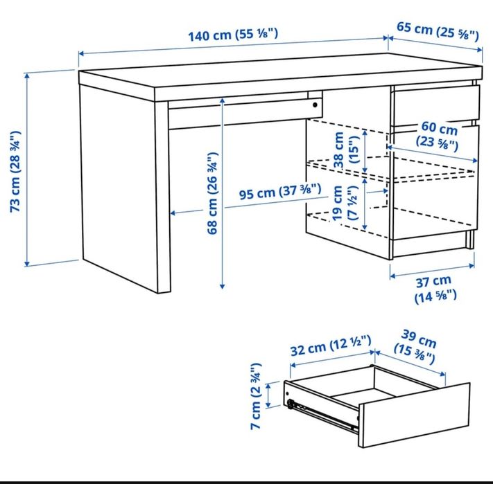 Secretária MALM IKEA Carvalho clara