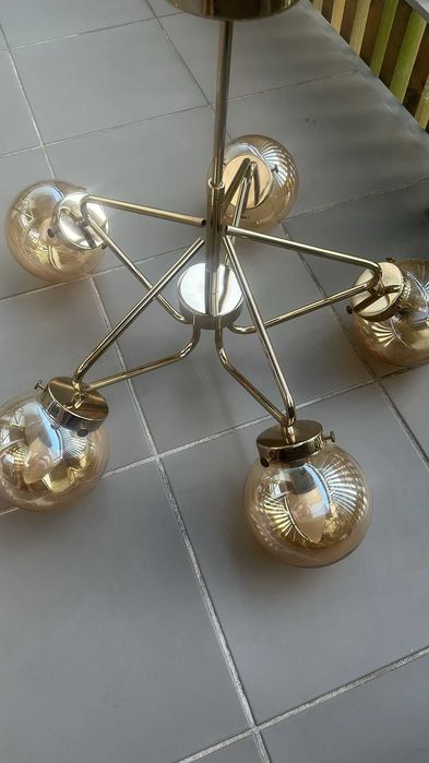 Lampa wisząca Alfa Barsum złota szklane kule 5xE14