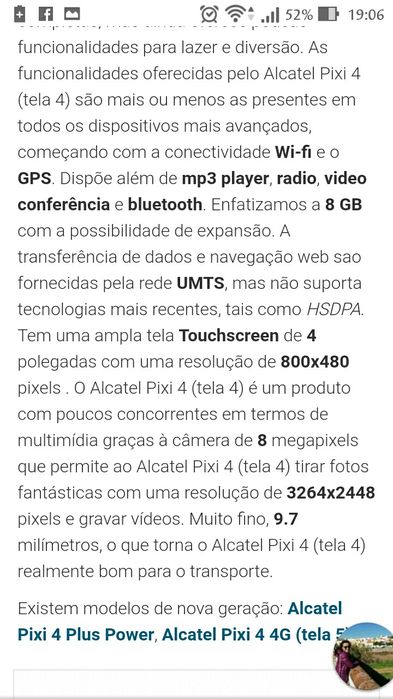 Alcatel  Pixi 4 como novo