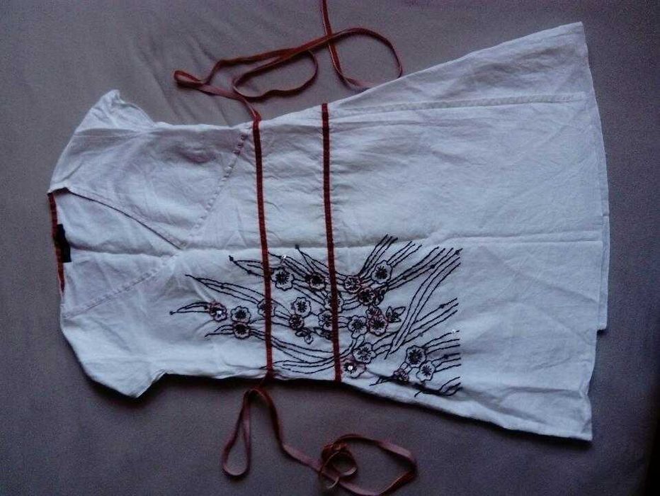 Biała, lniana sukienka M