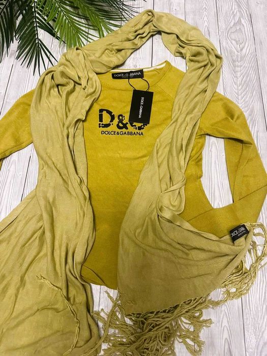 Свитер и шарф оливковые Dolce&Gabbana