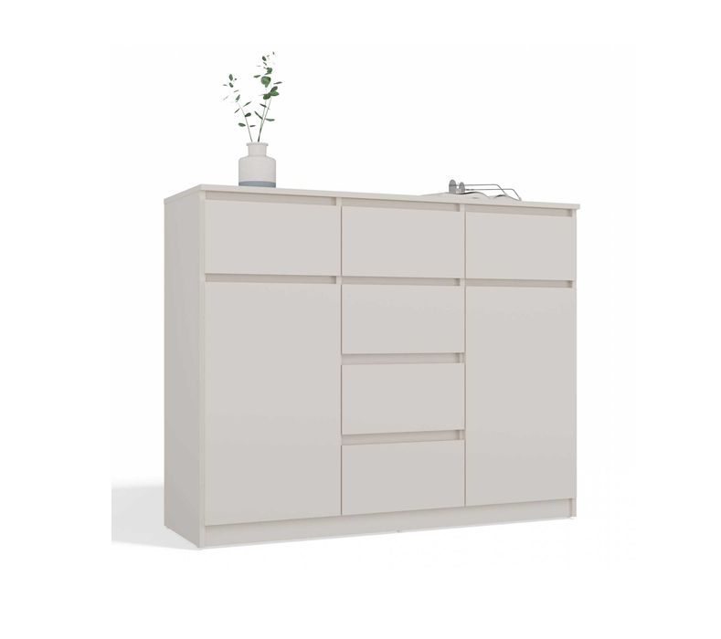 KOMODA 2D6S KASZMIR BEŻ Szafka 120 cm 6 Szuflad 2 Drzwi Do Salonu