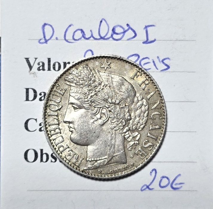 200 reis (1 franco ) 1888 D.carlos i