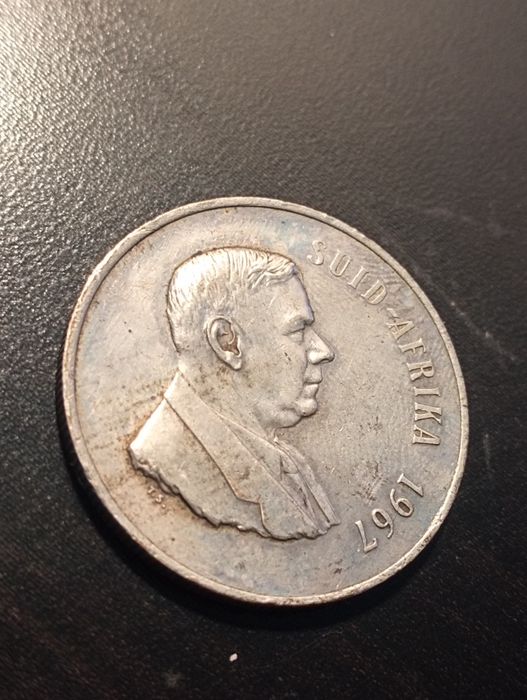 1 rand - 1º aniversário -em africâner Africa do Sul 1967 Prata	Soberba*