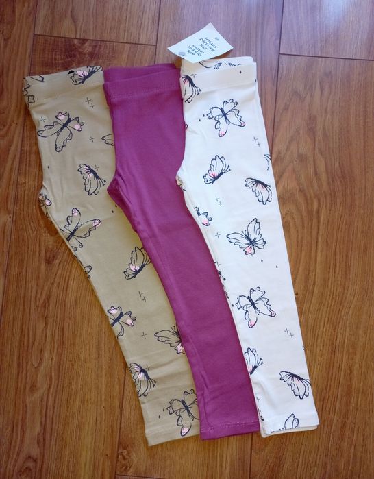 HM 3pack nowe getry prążkowane 104  legginsy motylki prążek legi prążk