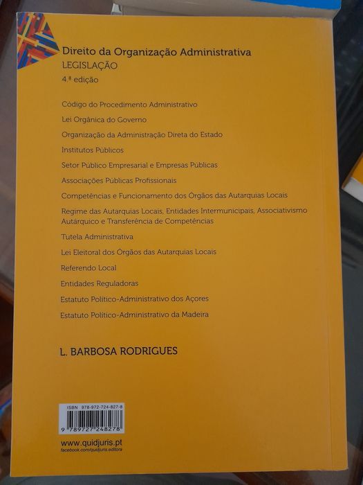 Direito da Organização Administrativa - Legislação - Barbosa Rodrigues