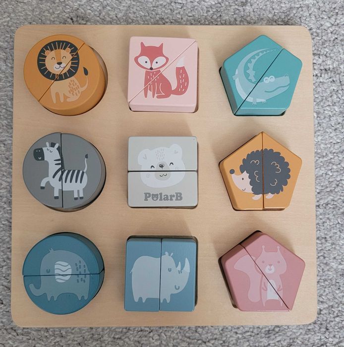 Viga PolarB Układanka drewniana klocki 2w1 Puzzle - Klocki i Kształty