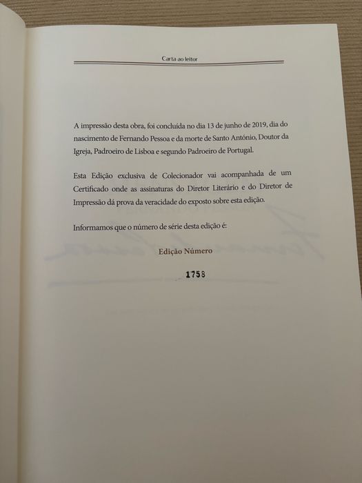 Livro de Colecionador - Fernando Pessoa (Edição Limitada Aupper)