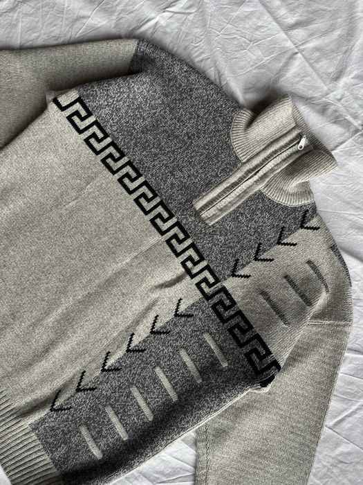 Мужской винтажный свитер на молнии Vintage Half Zip Knit Sweater Y2K Grey  Boxy Fit