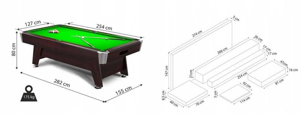 Stół bilardowy - Radley Diamond 9ft (płyta MDF | system spływowy)