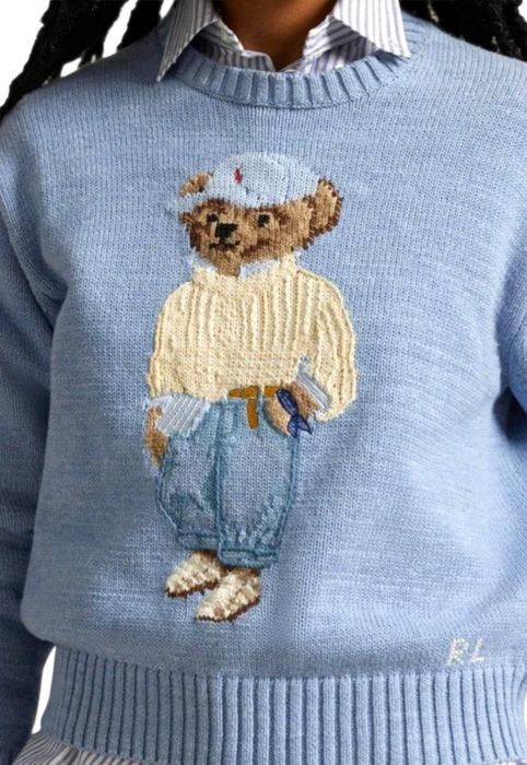 Sweter sweterek Ralph Lauren Polo miś merino wełna M