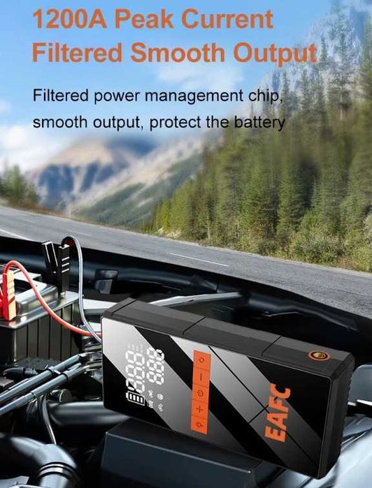 Booster Arrancador  12v 1200A, Bomba de AR, Lanterna, PowerBank, Bolsa