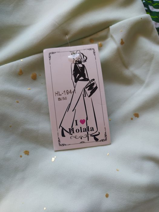Miętowe legginsy ze złotymi drobinkami s/m