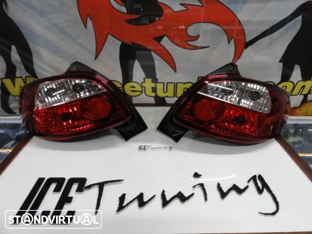 Faróis / farolins traseiros para Peugeot 206 fundo vermelho cristal
