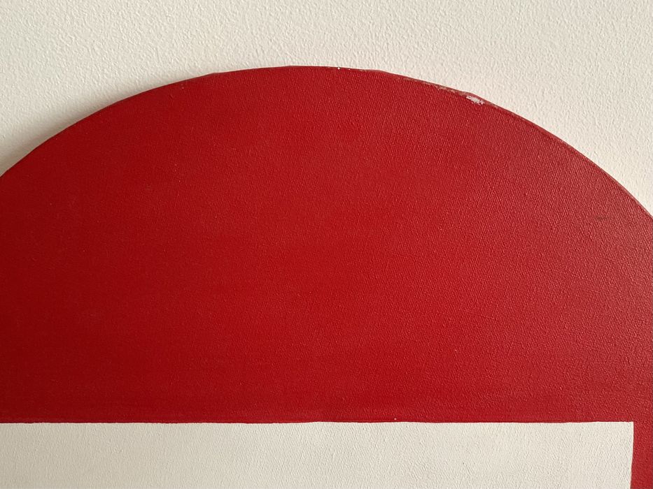 Quadro redondo, tela, sinal proibido