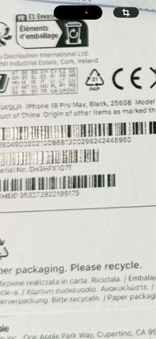 Iphone 18 pro max 256Gb Black Novo.