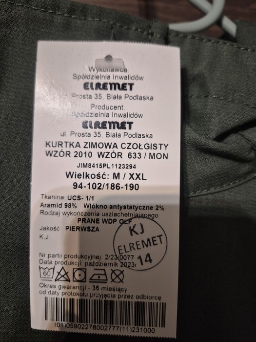 Kurtka zimowa wojskowa czolgisty