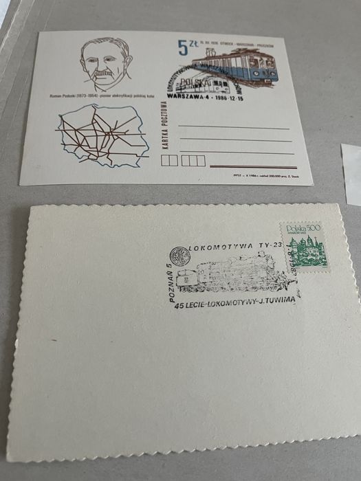 Pocztowki, koperty kolejowe