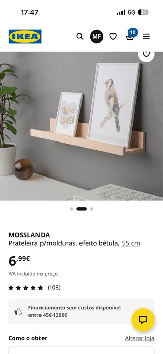 Parteleira para molduras