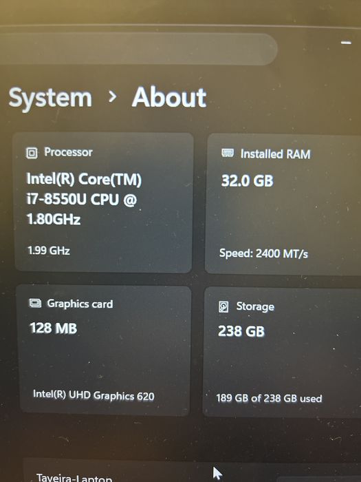 Ho elitebook 840 g5 i7 32 gb ram