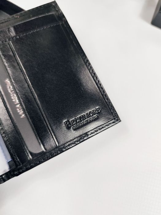 Etui na dokumenty karty skórzane slim portfel wizytownik czarny czarne