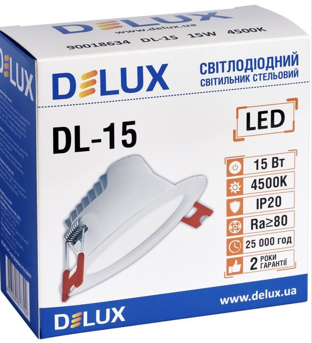 Светильник светодиодный встраемый потолочный DELUX DL-15_4500К 15Вт