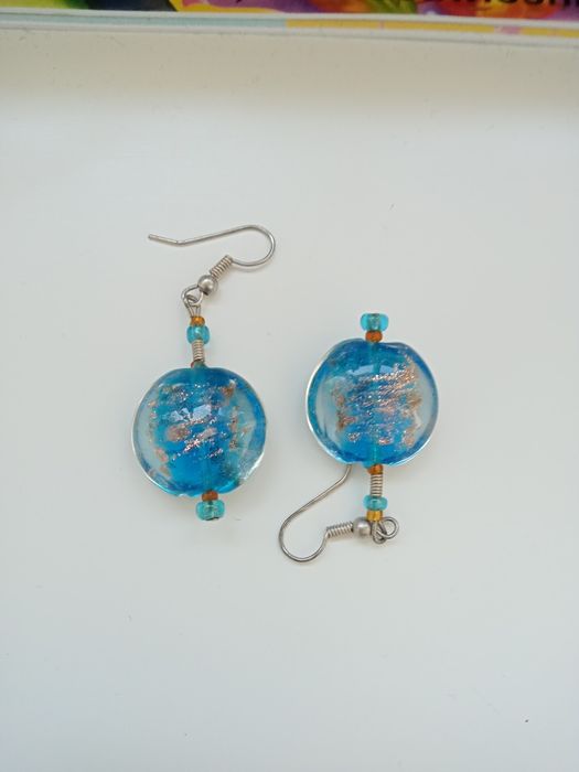 Kolczyki rękodzieło niebieskie