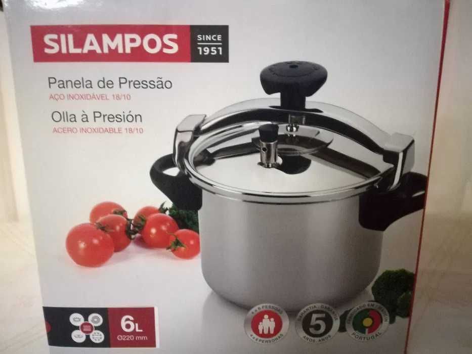 SILAMPOS-Panela pressão Inox 4,5lts/6 lts Indução- OFERTA tacho n.º 14