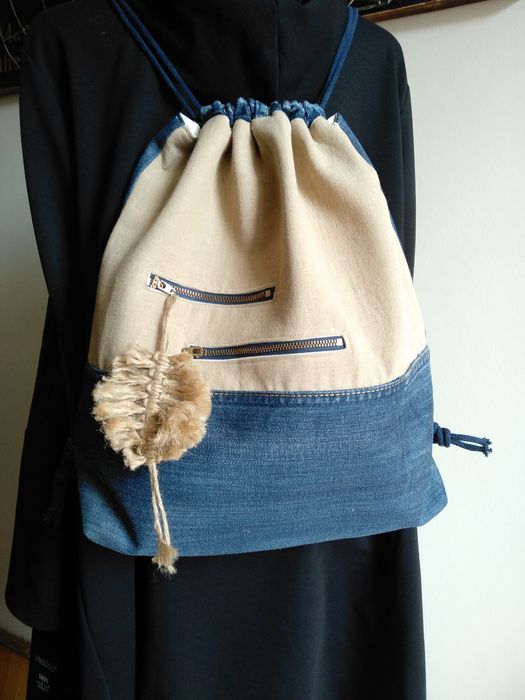 Jeansowy sportowy plecak