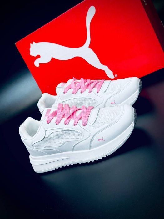 Кожаные белые кроссовки Пума шкіряні кросівки білі Пума красовки Puma Новинка на jосень женские стильные кросовки пума puma кожаные красовки